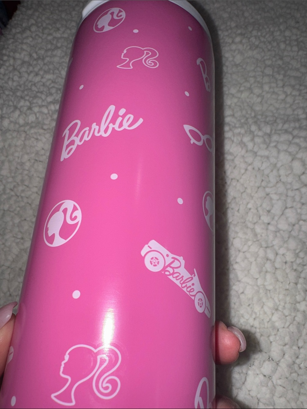 Barbie- NWOT Pink Logo Pattern Insulated Tumbler with Pink Straw 24oz - Picture 7 of 12
